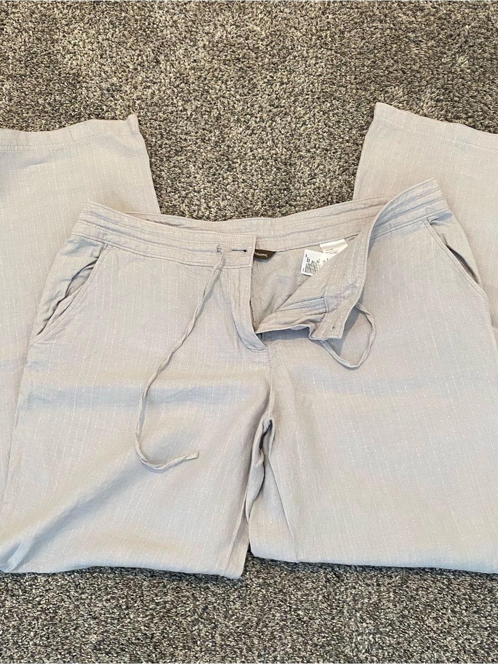 Tommy Bahama sz xl Light Gray Wide-Leg Linen Blend Pants w/ silver great cond.